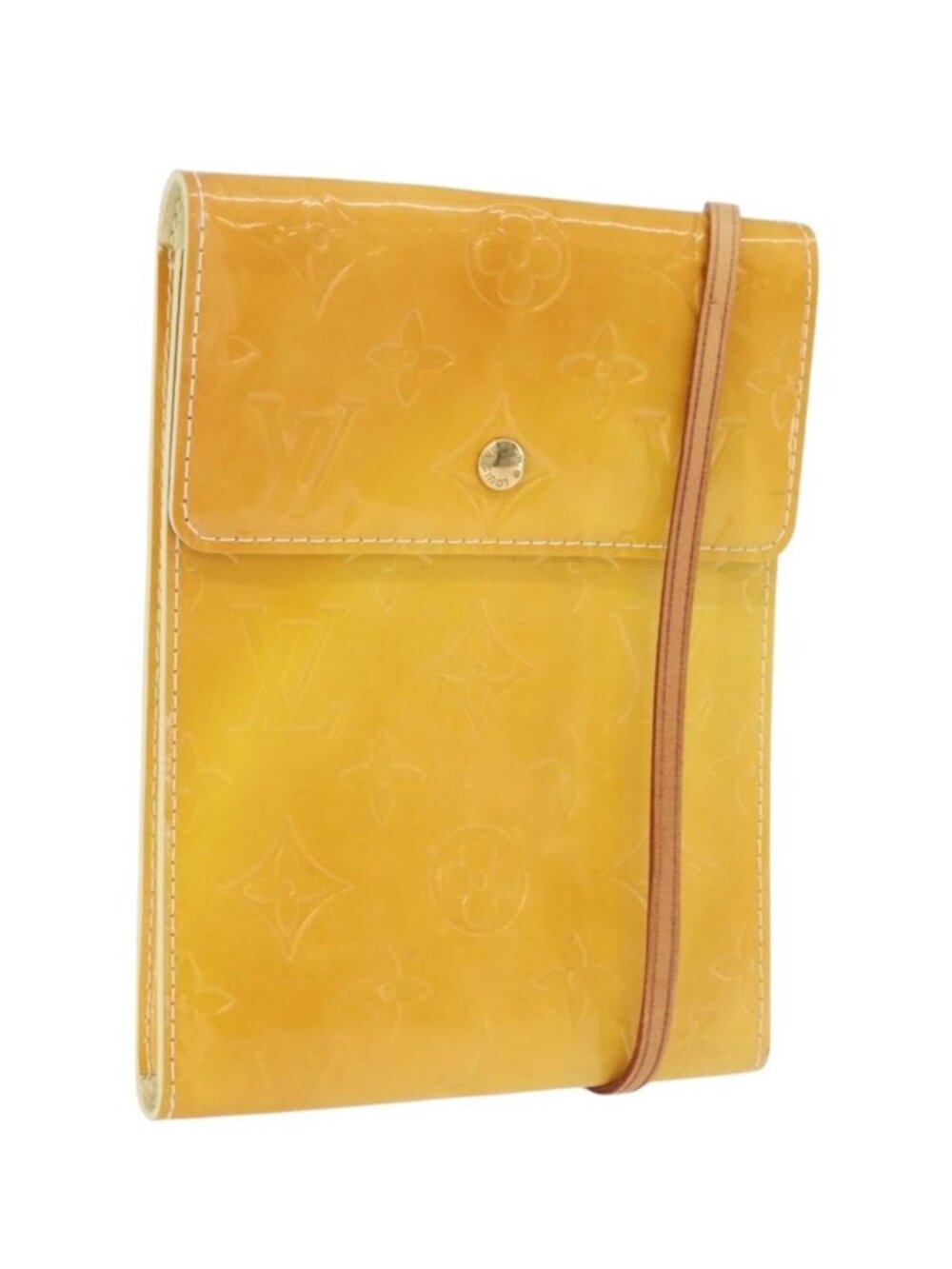 LOUIS VUITTON Monogram Vernis Walker Wallet Lime Yellow M91074